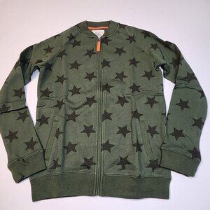 Mini Boden stars jacket size 9-10  zip up green